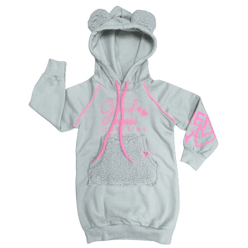 Vestido Moletom Good Things Bege Inverno Longo Menina