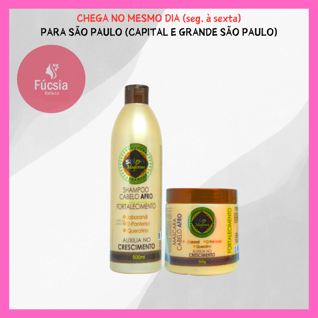 Kit Shampoo e Máscara Cabelo Afro Hidratação Profunda e Definição Linha Fortalecimento Maycrene