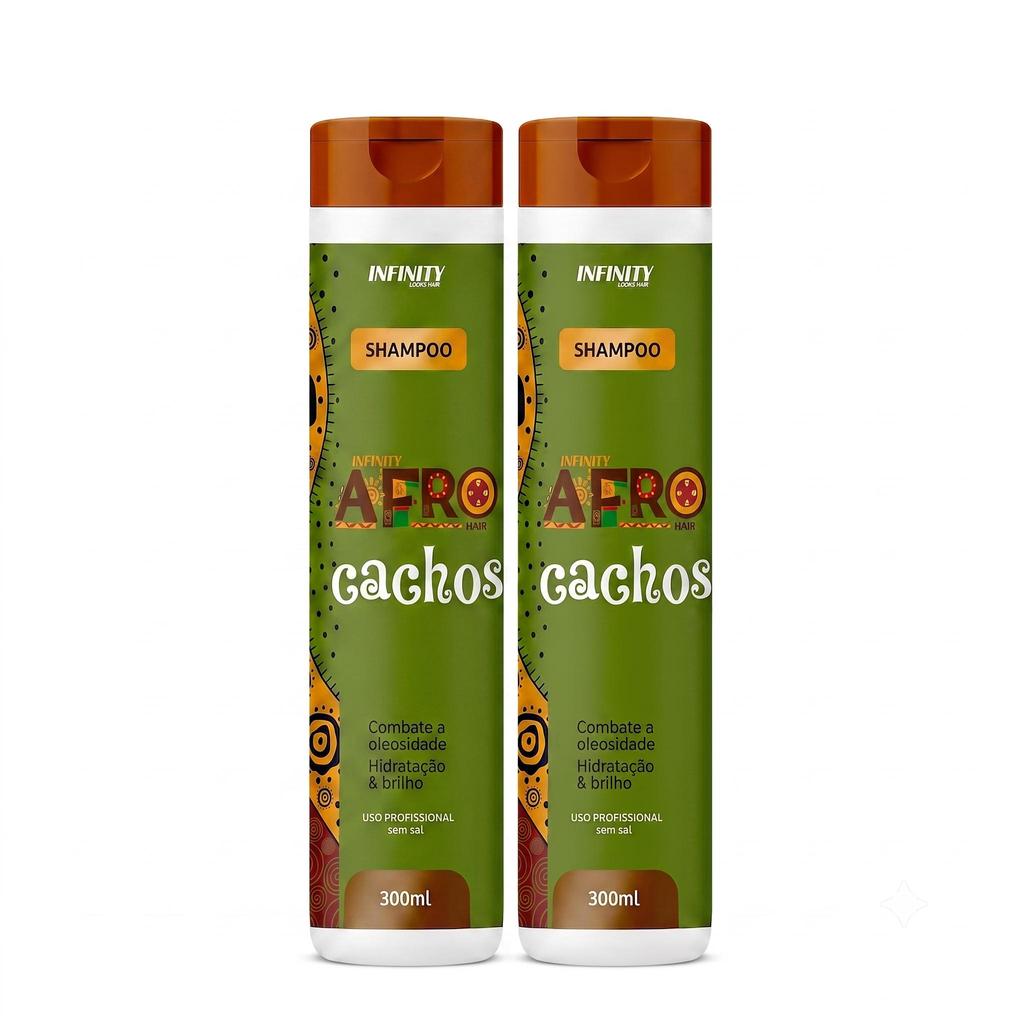 Kit 2x Shampoo Cachos Afro Nutritivo com Óleos 300ml Nutrição Profunda e Brilho Envio Hoje