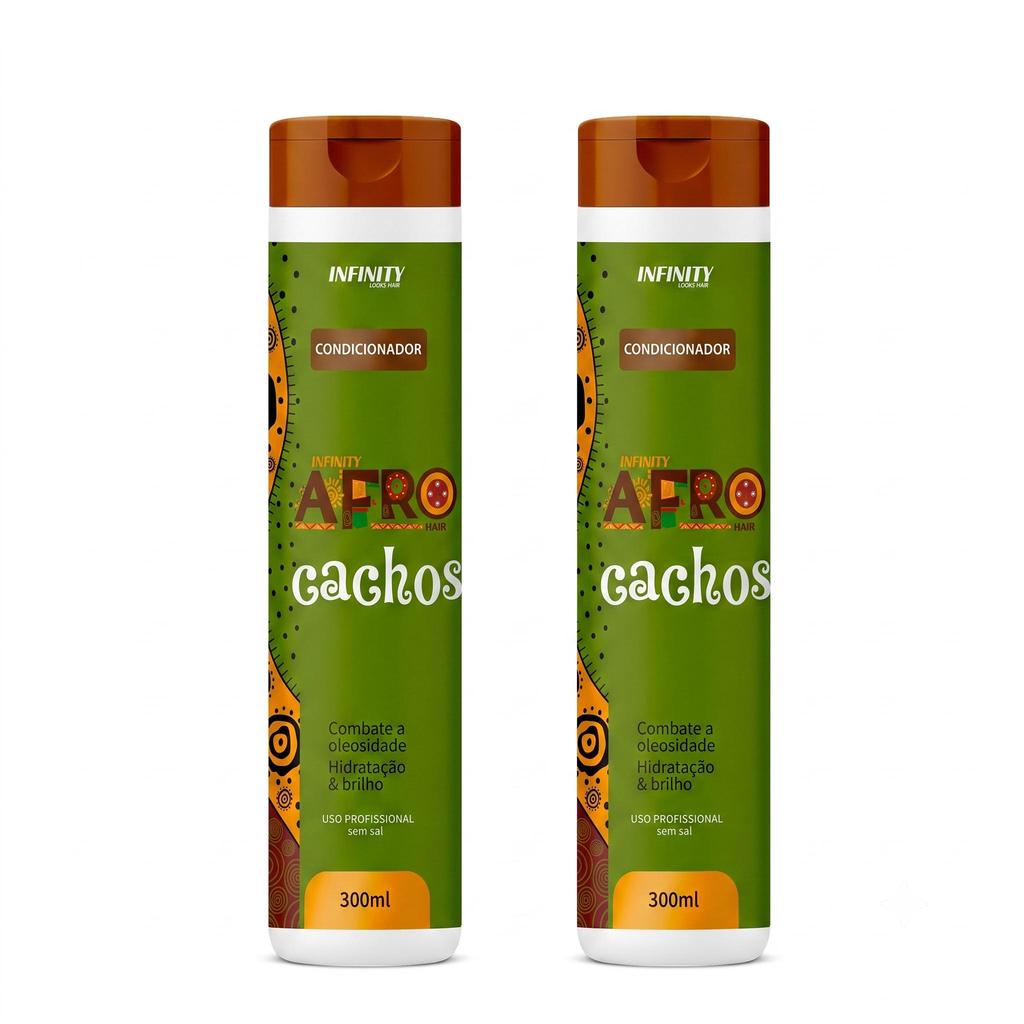 Kit 2x Condicionador Cachos Afro Nutritivo 300ml Hidratação Profunda e Brilho Envio Hoje