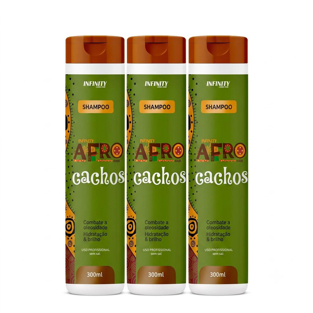 Kit 1 2 3 Shampoo Cachos Afro Nutritivo com Óleos 300ml Nutrição Profunda e Brilho Envio Hoje