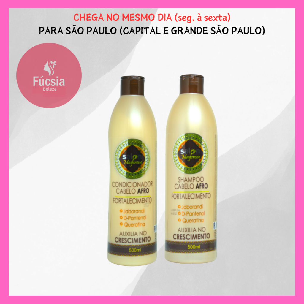 Kit Shampoo 500ml e Condiconador 500ml Cabelo Afro Hidratação Profunda e Definição Linha Fortalecimento Maycrene