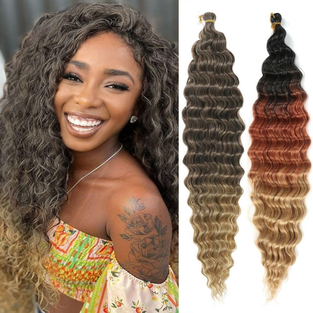 Extensão De Cabelo Trançado ZHDYEB , Afro Encaracolado De Crochê Torcido De Onda Profunda Trança Sintética De 22 Polegad