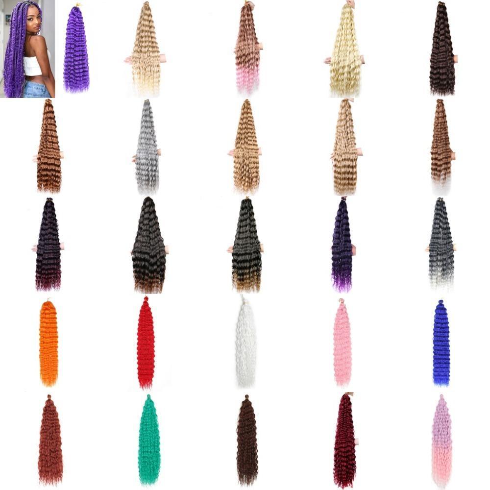 Cabelo De Crochê De Torção Profunda , Onda De Água Afro Cachos Sintético , Extensões De Trança Longo