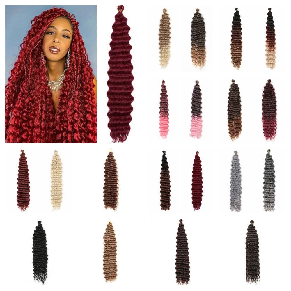 Cabelo De Crochê De Torção Profunda , Extensão De Feminino Trança Sintética , Cachos Afro Fofos De Onda De Água DIY