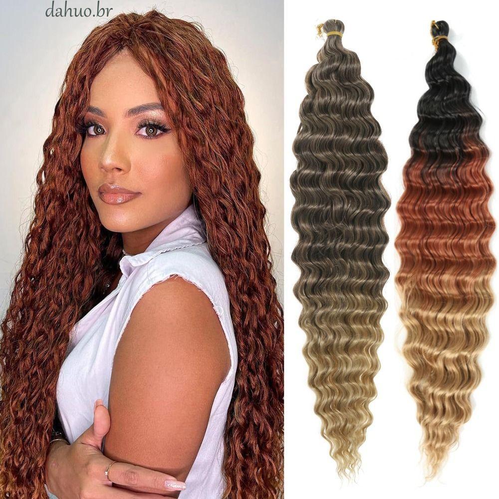 DAHUO Twist Crochet Hair , Tranças Brasileiras Extensão De Cabelo Trança De Onda Profunda , Afro Encaracolado