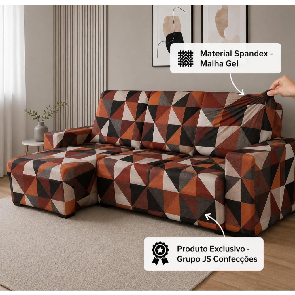 Capa de Sofá Retrátil Estampada Protetor Spandex Coladinha em Modulos Renova o Sofá