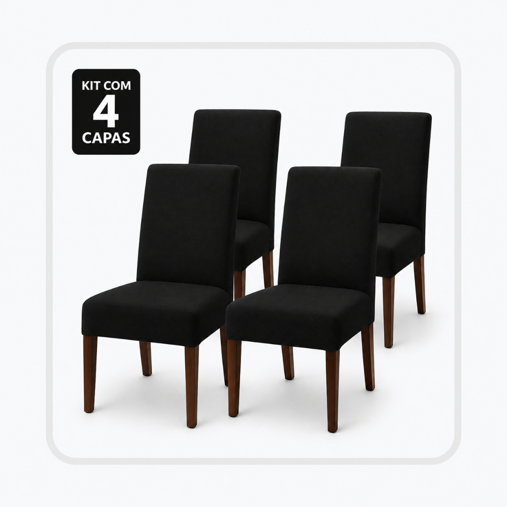 Kit 4 Capas Para Cadeira Elástica Lavável Sala Jantar Spandex Com Elástico