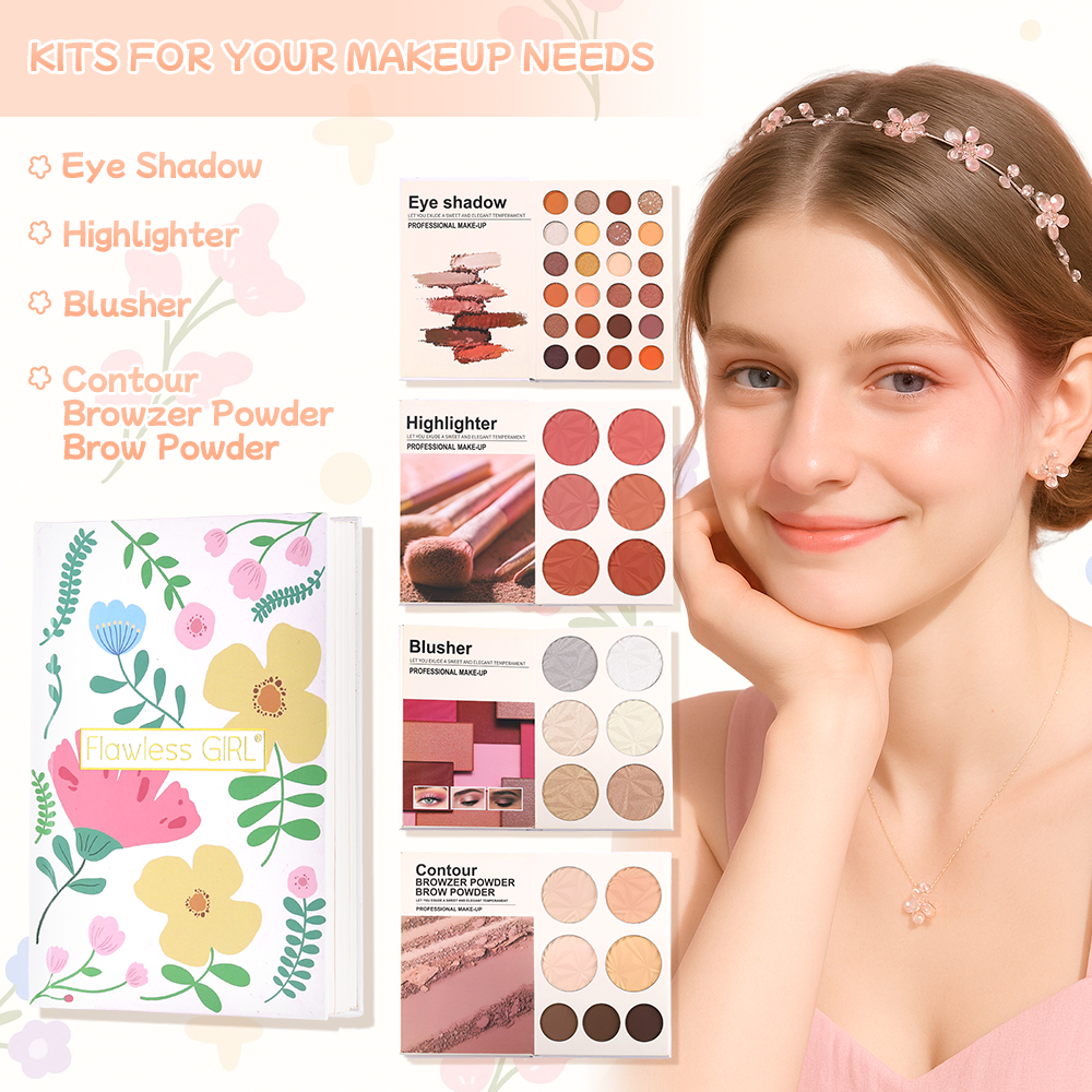 Paleta De Maquiagem Estilo Livro Multifuncional , Sombra , Blush , Iluminador , Contorno , Conjunto Completo Facial