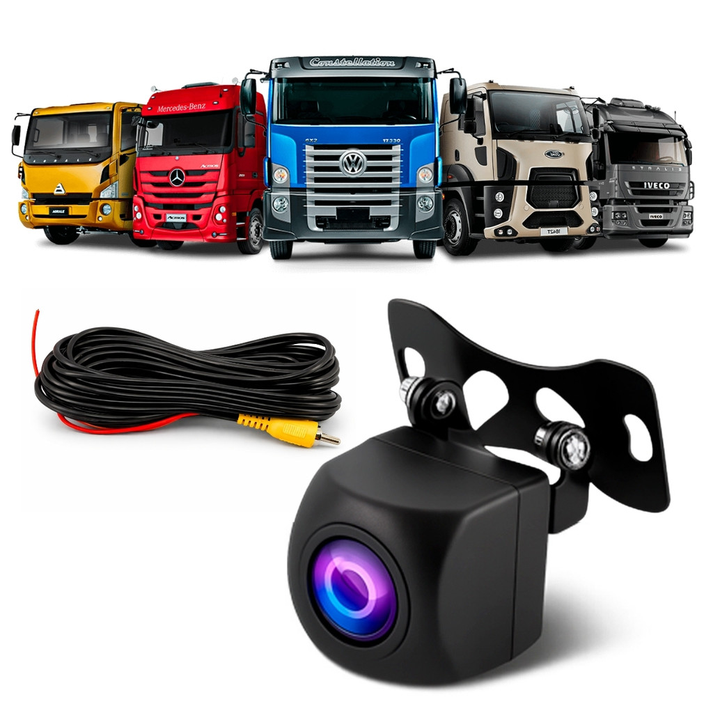 Câmera de Ré e Frontal Hd 720p 24V Para Caminhão Carreta Van Com Linhas Dinâmicas