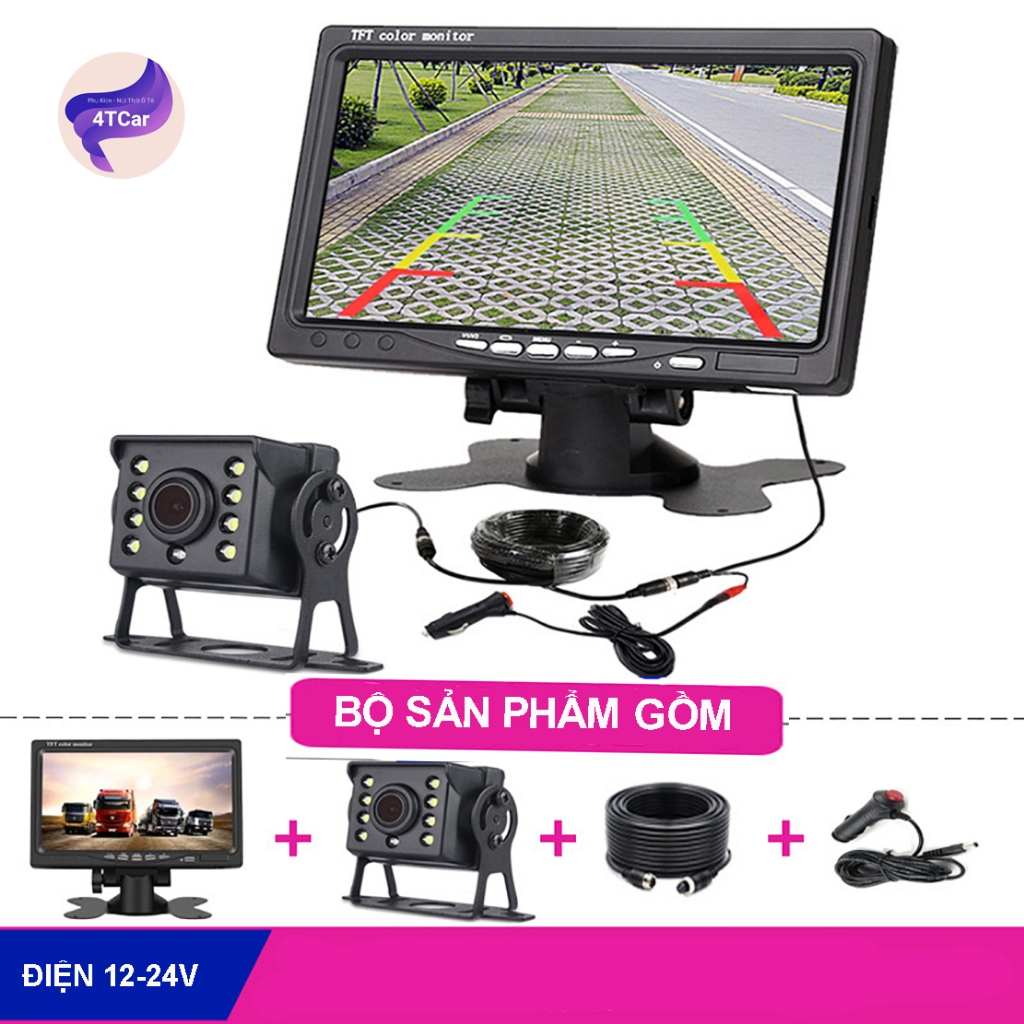 Câmera Reversa De Caminhão De 7 Polegadas Com Monitor 12-24v Para Guindaste De Escavadeira De Van De Carro