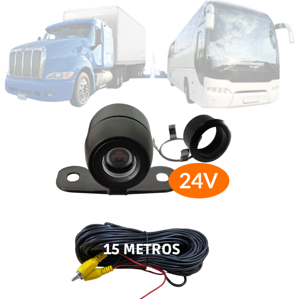 Câmera de Ré 24 Volts Caminhão Van Ônibus 15 metros cabo Resistente a água Roadstar RS-224BR
