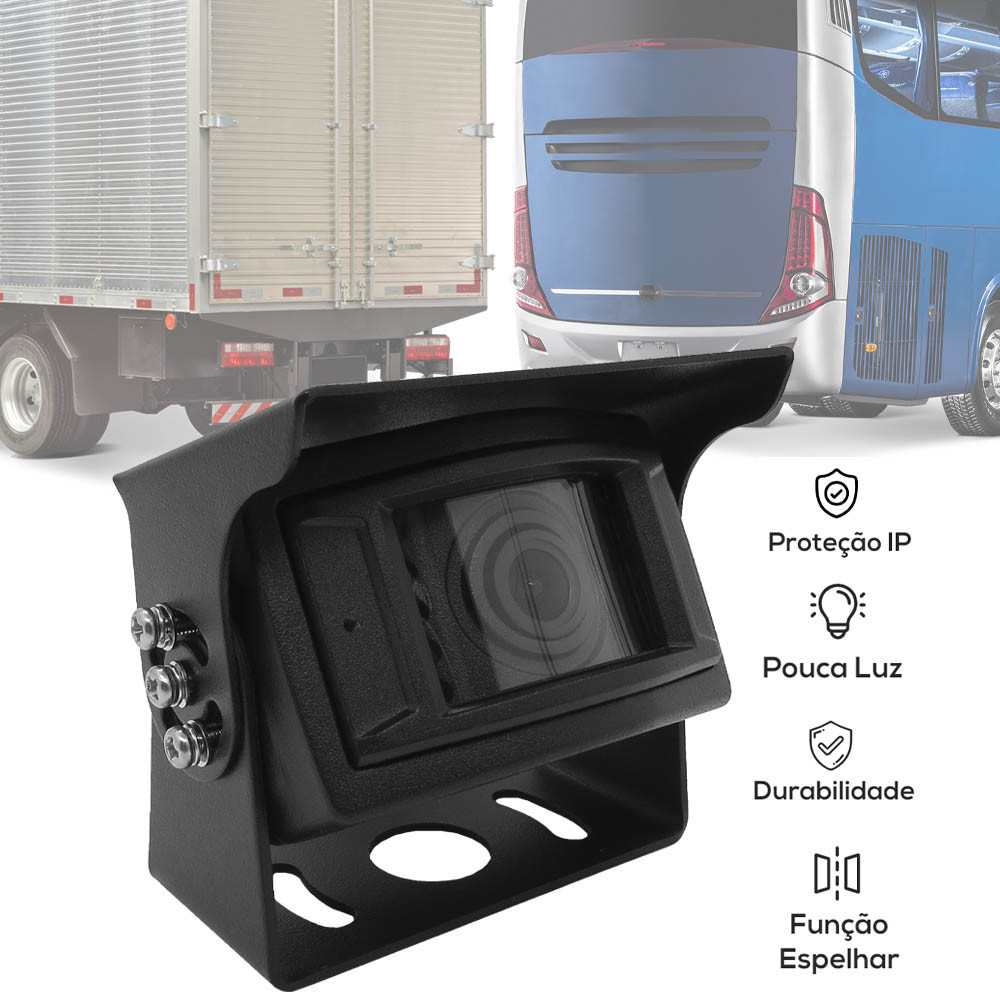 Câmera de Ré Orbe 12V ou 24V com Visão Noturna B168 Caminhão Ônibus Van