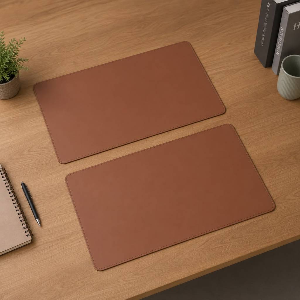 Kit Desk Pad Couro Sintético Base para Mesa Escritório Home Office Mouse Pad Gamer Elegante Moderno