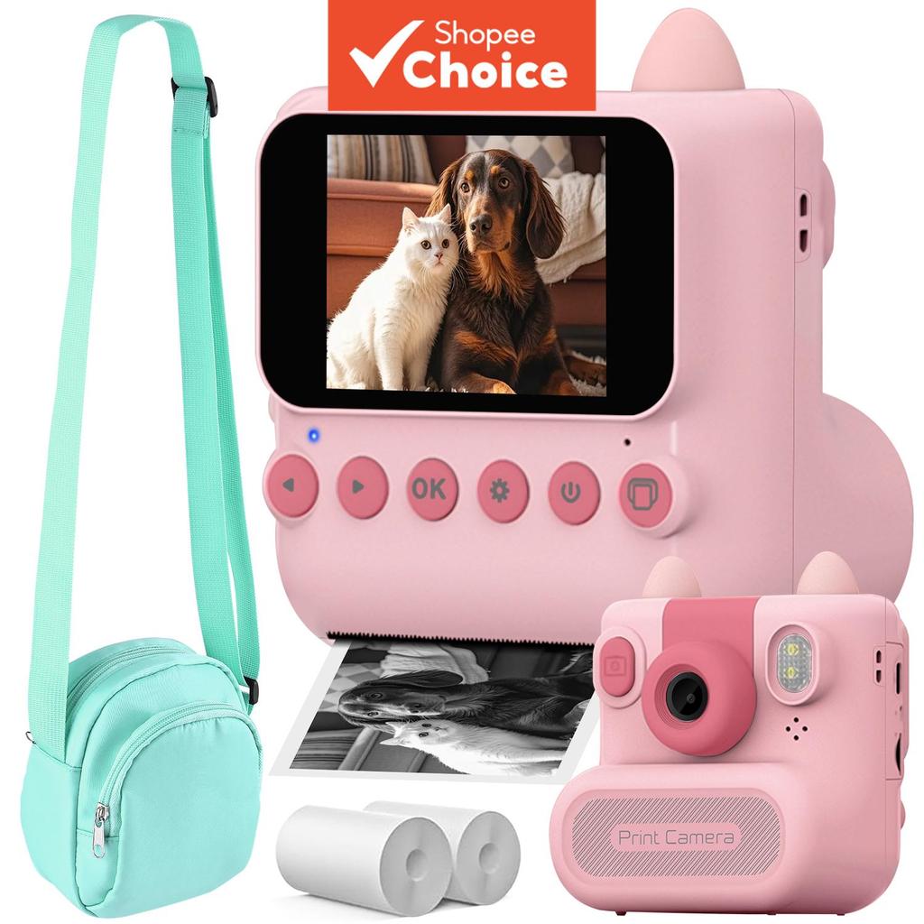 Mini Impressora Fotográfica Infantil Câmera De Impressão Instantânea 1080P HD Vídeo 48MP Foto 16X Zoom Leitor De Música