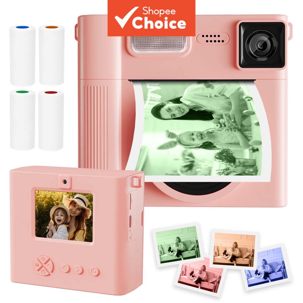Câmera De Impressão Instantânea Infantil 48MP Foto 1080P HD Vídeo Configuração De Dupla Molduras Divertidas Adesivos Múl
