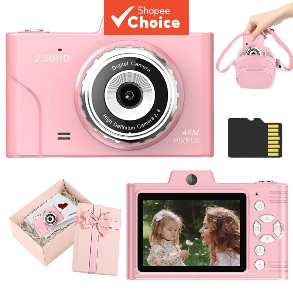 Câmera Digital Infantil 48MP de alta definição, grava vídeos 2,5K, presente ideal para viagens ao ar livre