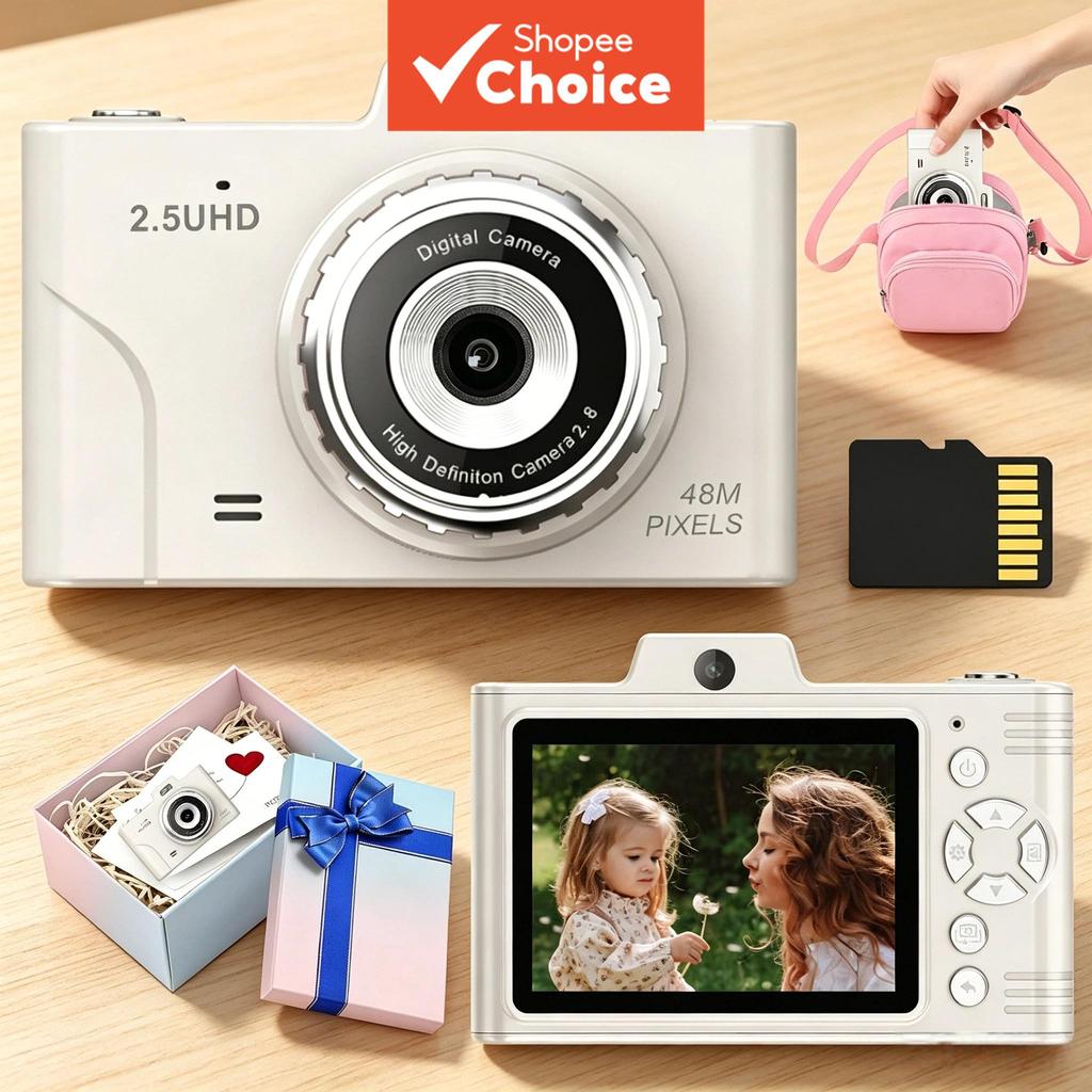 Câmera Digital Infantil Configuração de Câmera Dupla 48MP Foto 2.5K Vídeo HD Zoom 8X Disparo em Série Time Lapse para