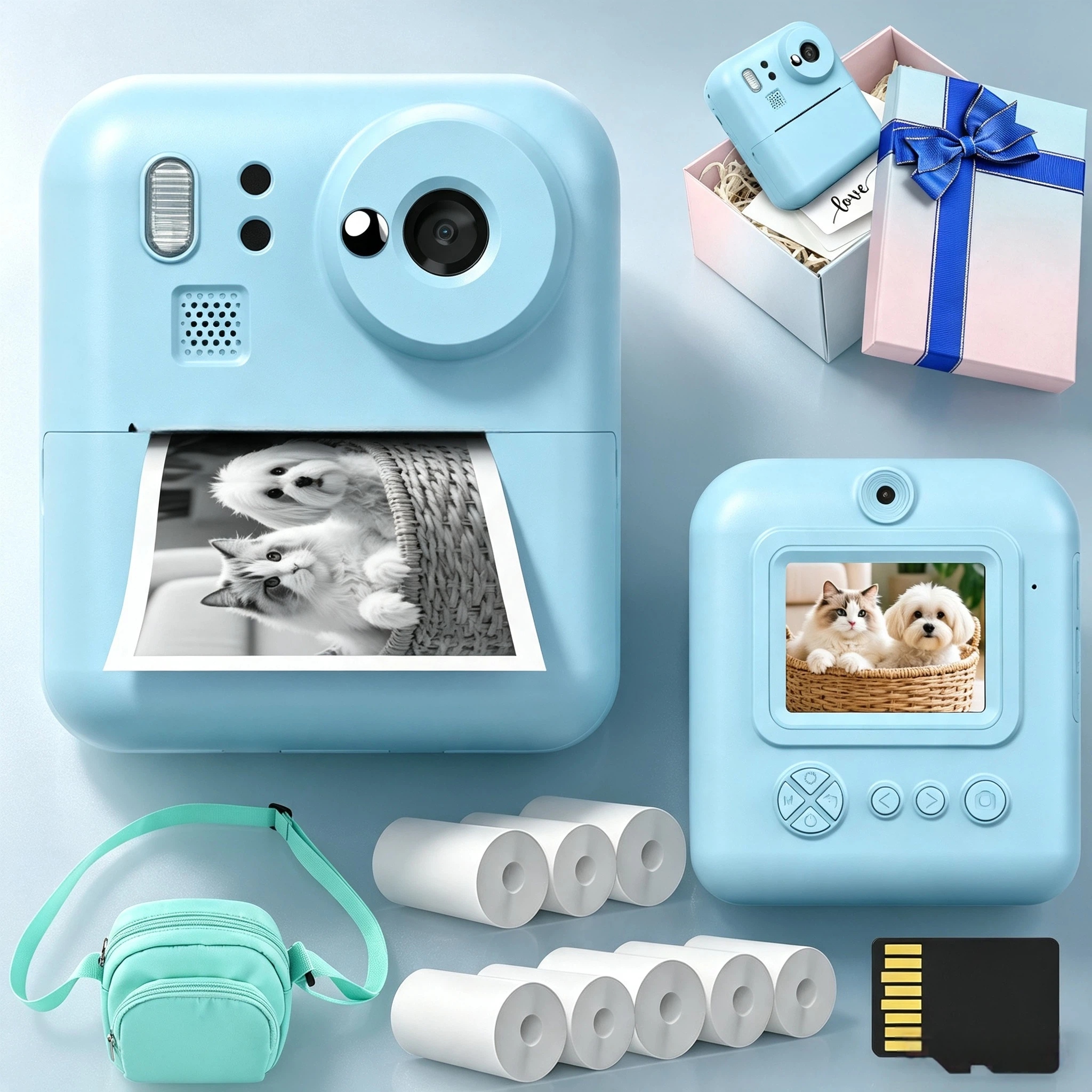 Mini Impressora Fotográfica Infantil , Câmera Digital Com Impressão Instantânea Para Crianças , 48MP , Foto 1080P , Víde