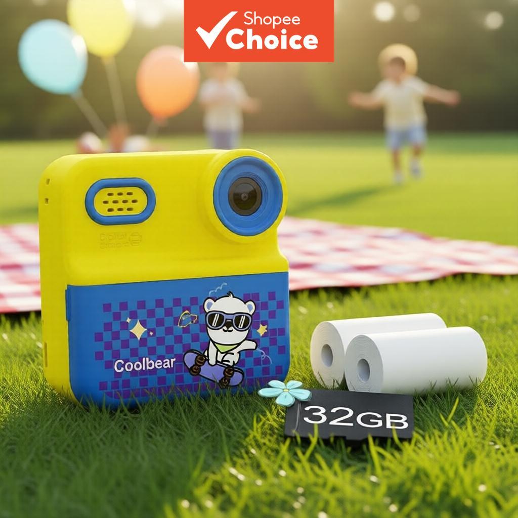 Câmera Digital Infantil Instantânea para Impressão - Filmadora 48MP 1080P 16X Zoom, Cartão SD 32GB - Presente de