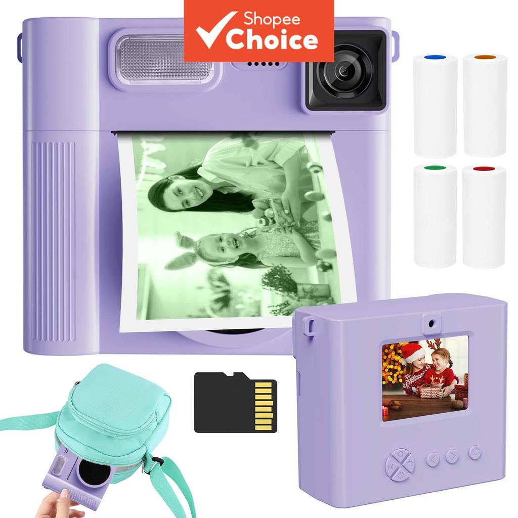 Mini Impressora Fotográfica Infantil Câmera De Impressão Instantânea 1080P HD Vídeo 48MP Foto Lente Dupla Selfie 2.4 Pol