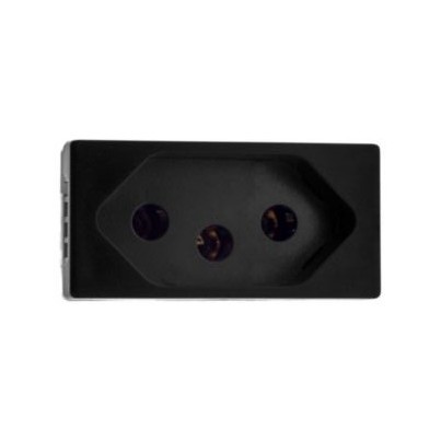 Módulo Tomada Pial Plus+ 2Polos+Terra 10A Borne Auto Preto - 615038pt