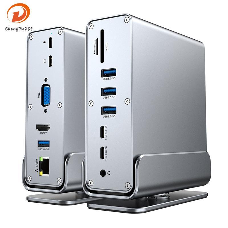 [Novo C] 13 Em 1 USB HUB Docking Staion Dock Multi-Port 3.0 4K @ 60Hz-Adaptador De Áudio VGA RJ45 Compatível De 3.5 Mm P