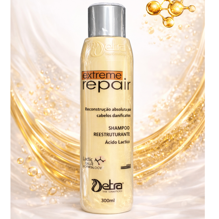 Shampoo Extreme Repair 300ml Detra Hair Cosmetics Reparação Profunda Cabelos Danificados