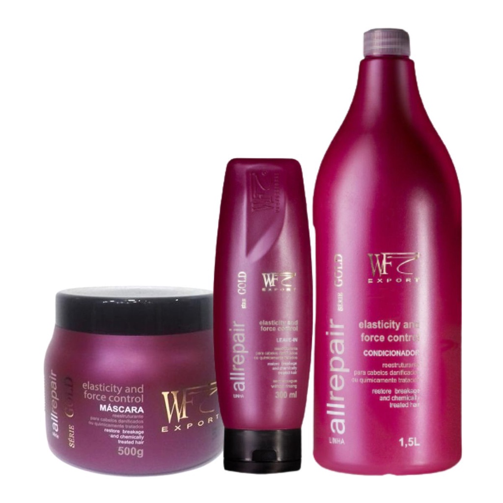 Kit 3 Peças Hidratação Cabelos Com Química e Progressiva Alisamento  Relaxamento  All Repair WF 2,3L