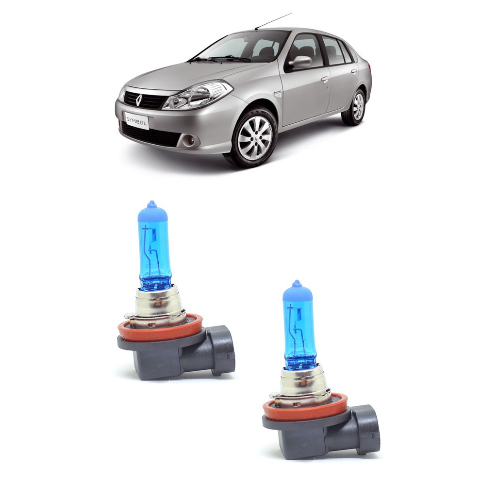 Par Lampada Super Branca Farol de Milha Renault Symbol 2009 2010 2011 2012 8500K H11 12v/55w