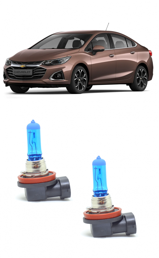Par Lampada Super Branca Farol de Milha Cruze Sedan 2017 2018 2019 8500K K H11 12v/55w