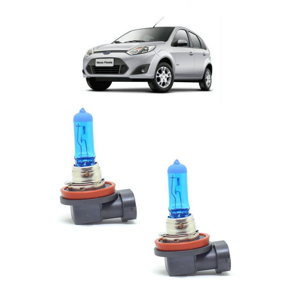 Par Lampada Super Branca Farol de Milha Fiesta Rocam 2010 2011 2012 8500K H11 12v/55w