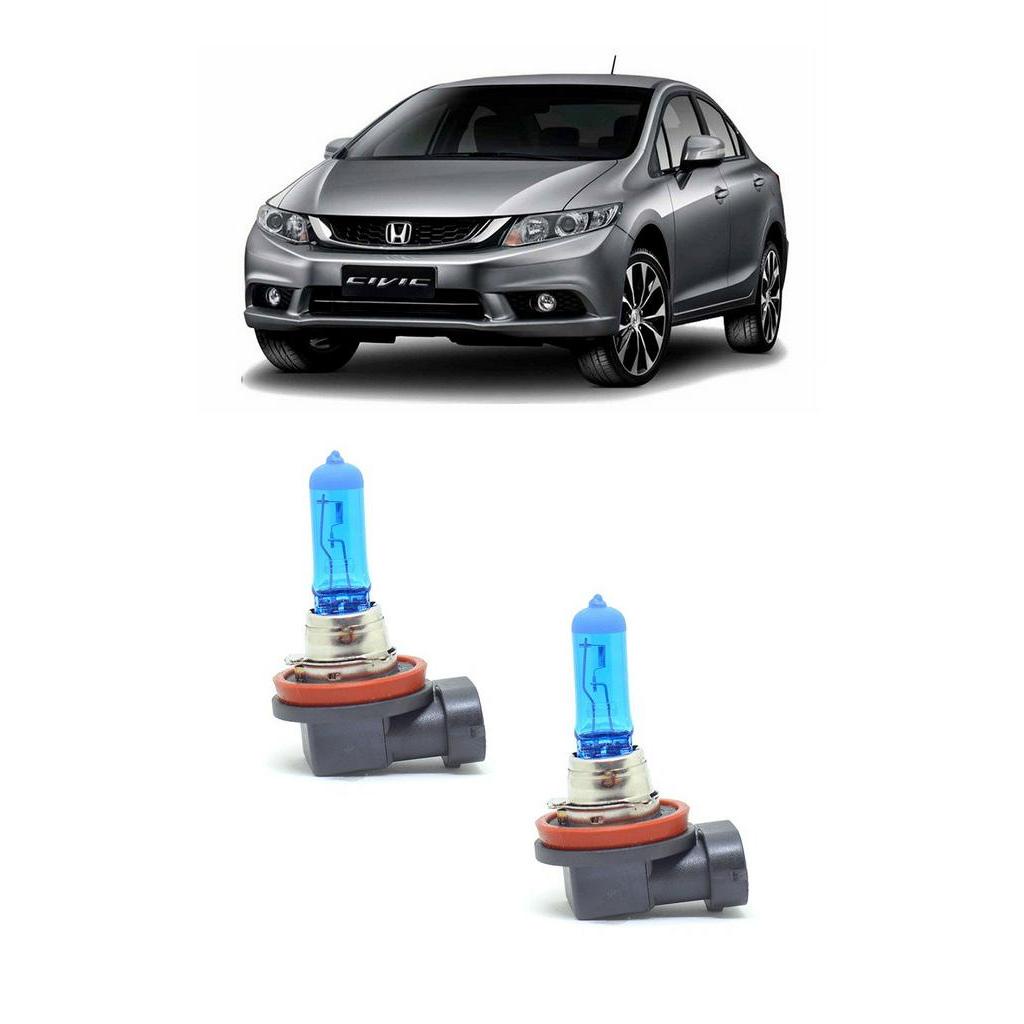 Par Lampada Super Branca Farol de Milha New Civic 2012 2013 2014 2015 2016 8500K H11 12v/55w