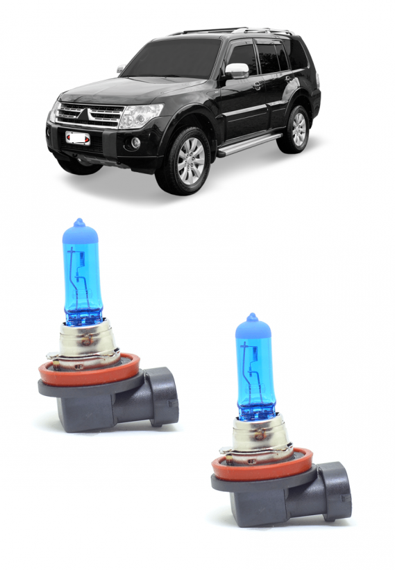 Par Lampada Super Branca Farol de Milha Pajero Full 2008 2009 2010 2011 8500K H11 12v/55w