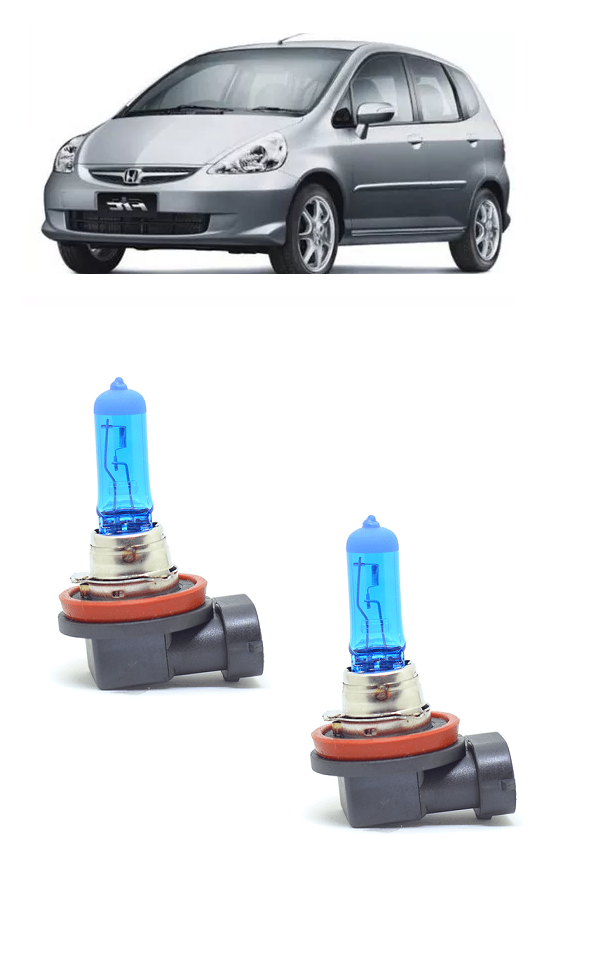 Par Lampada Super Branca Farol de Milha Honda Fit 2003 2004 2005 2006 2007 2008 8500K H11 12v/55w