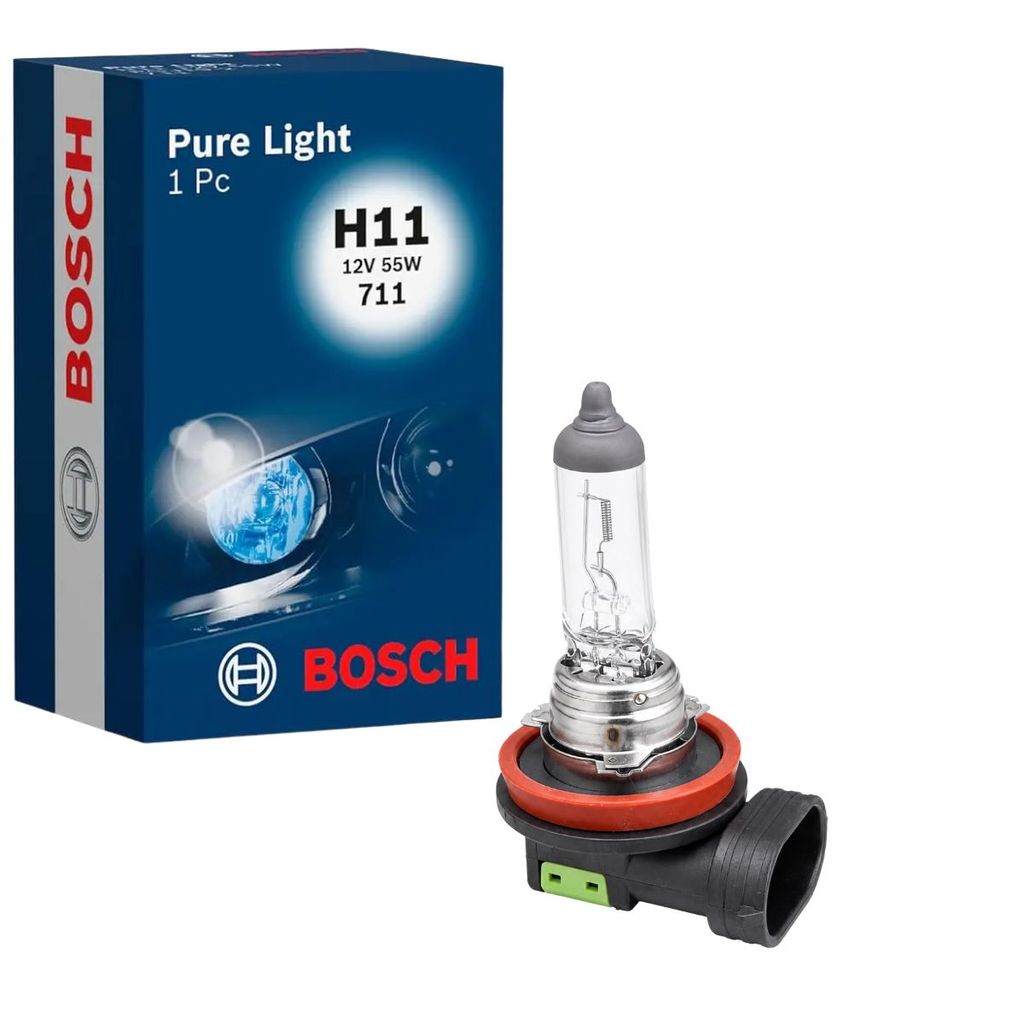 LÂMPADA HALÓGENA BOSCH ORIGINAL FAROL H11 PURE LIGHT 55W 12V UNITÁRIA