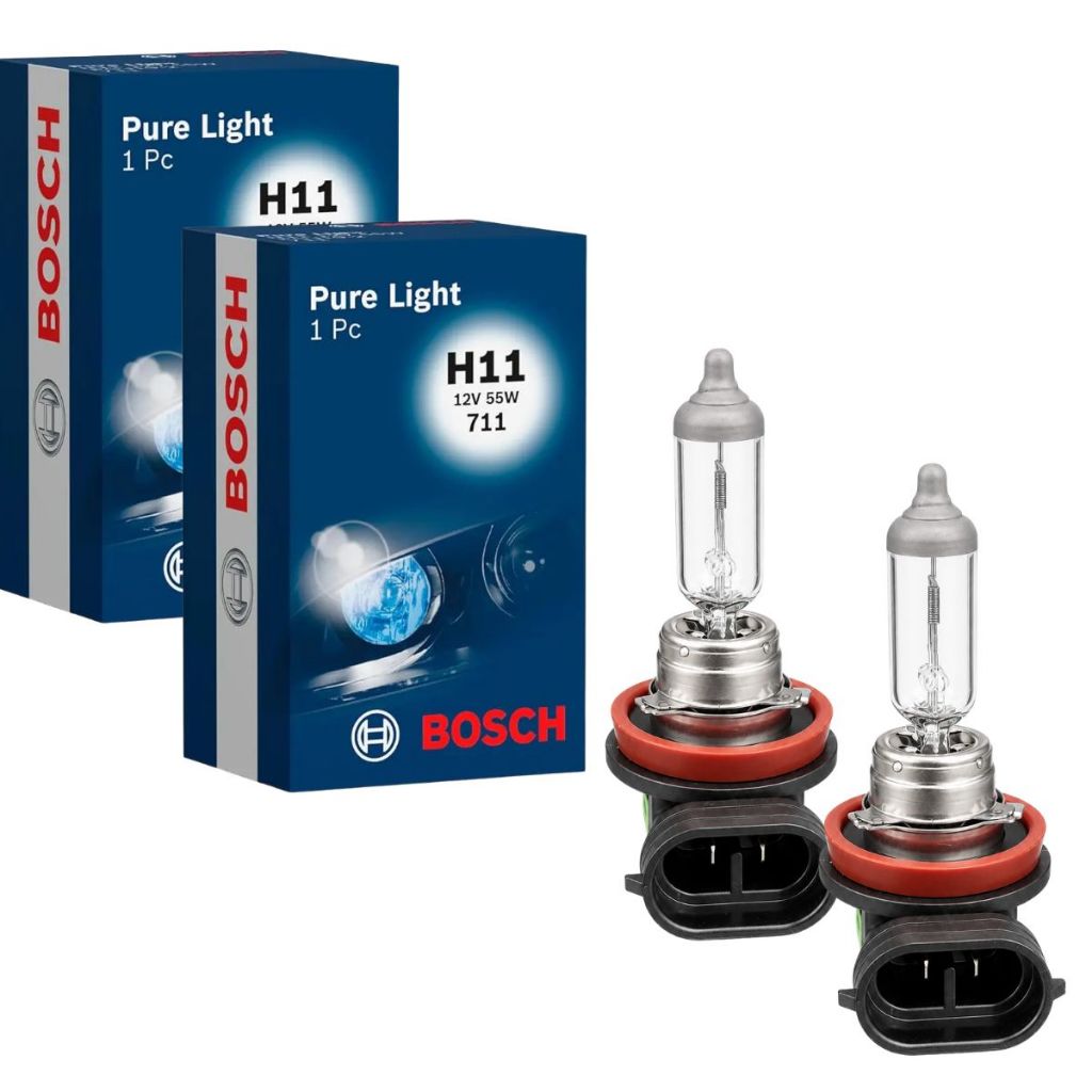 PAR DE LÂMPADA HALÓGENA BOSCH ORIGINAL FAROL H11 PURE LIGHT 55W 12V