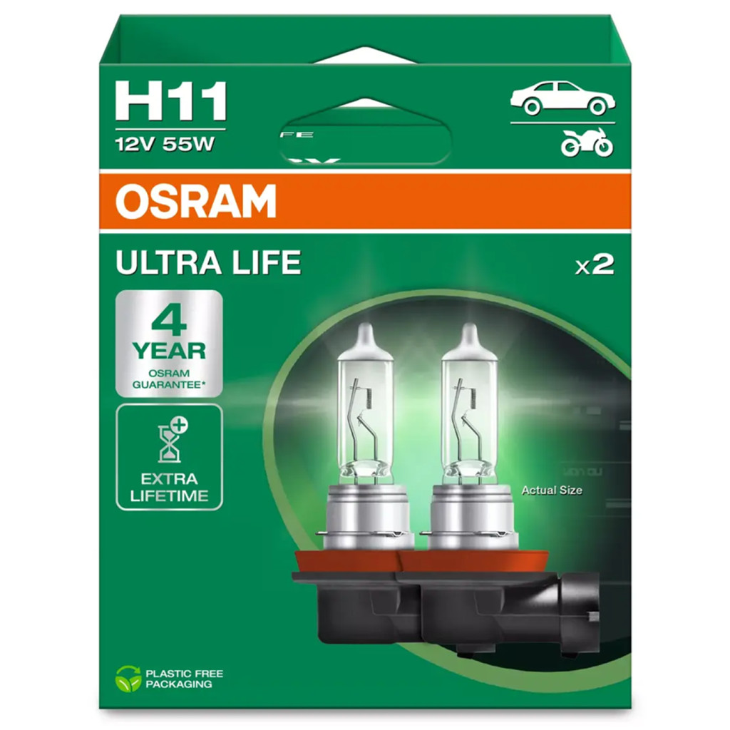 Par Lampada Osram H11 Ultra Life 3200K 12V 55W Garantia 4 anos