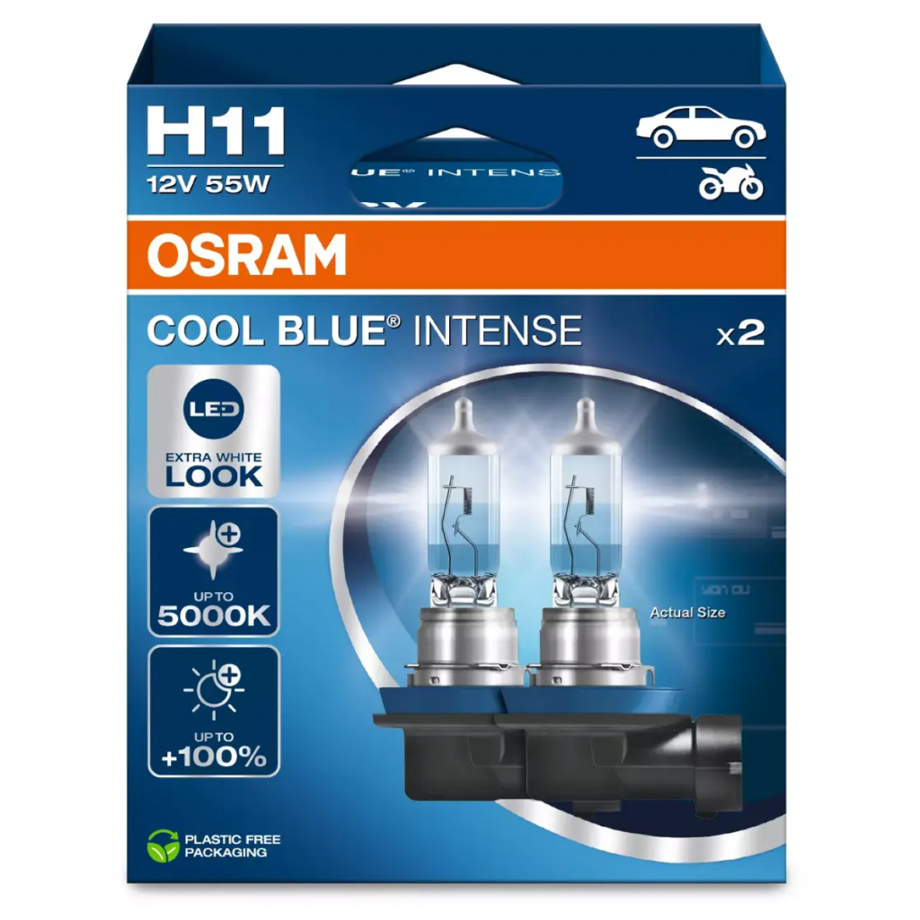 Par Lâmpada Osram Cool Blue Intense H11 5000K 55W 12v