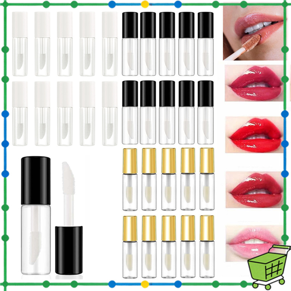 10pcs 1.2ml Mini garrafa vazia de brilho labial com escova brilho labial garrafa vazia de viagem