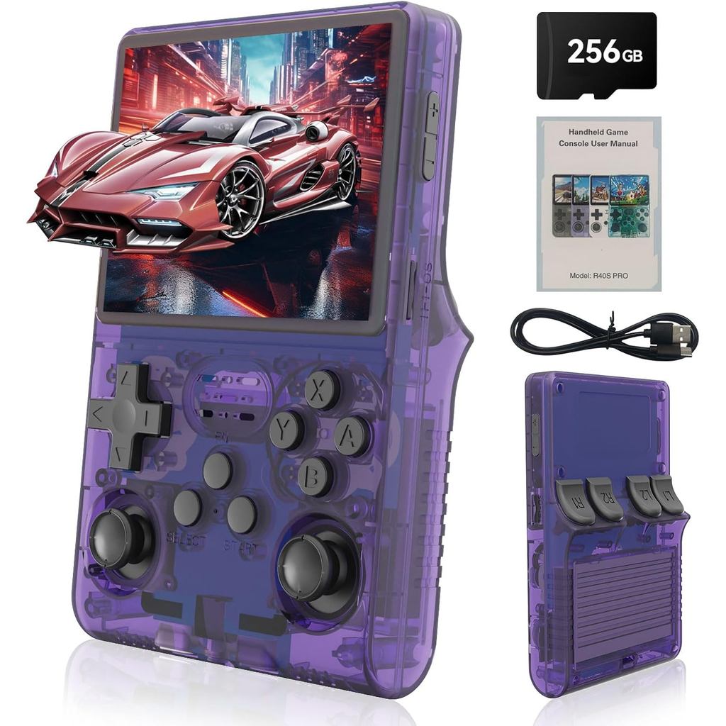 R40S Pro Handheld Game Console,30000 HD Games Mini Retro Gaming Console,3.5-Inch IPS Screen,Built in 45 Emulators,256GB
