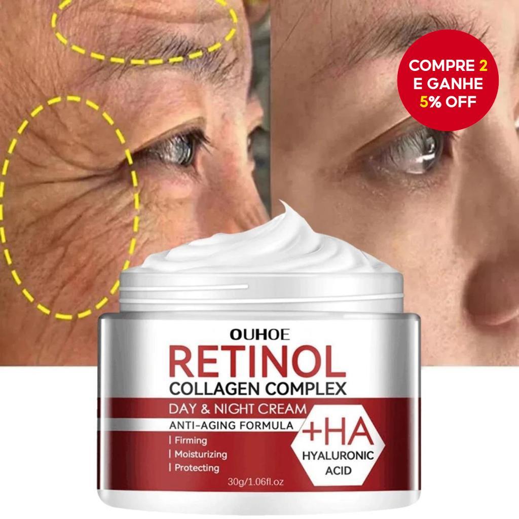 Creme Facial Antirrugas com Retinol - Lifting, Firmeza, Anti-Envelhecimento - Disfarça Linhas Finas - Hidratação -