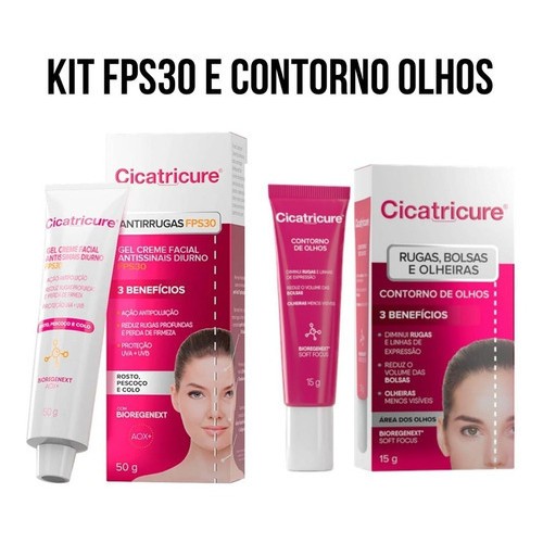 Kit Cicatricure Antirrugas Creme Diurno FPS30 + Contorno de Olhos 15g Tratamento Facial