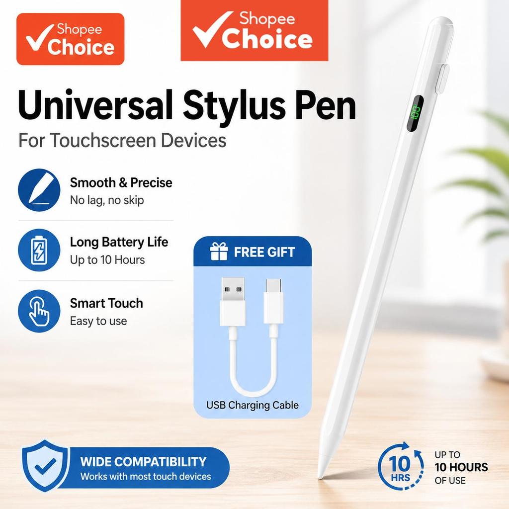 Caneta Stylus Universal Para iPad Android Tablet Smart Touch Pencil LED Indicador De Energia Escritório Comercial