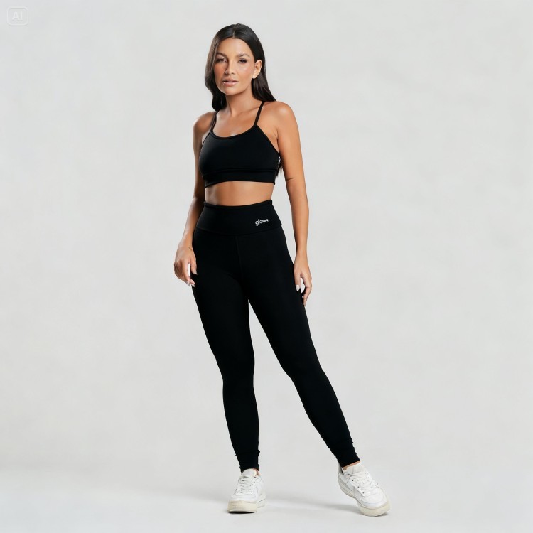 Conjunto Fitness Top Nadador e Legging  Tecnologia Blackout em Poliamida