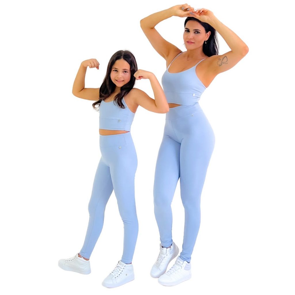 Conjunto Fitness Mae e Filha Top e Calça Academia Esporte  Ginastica Poliamida Blackout Zero Trasparencia
