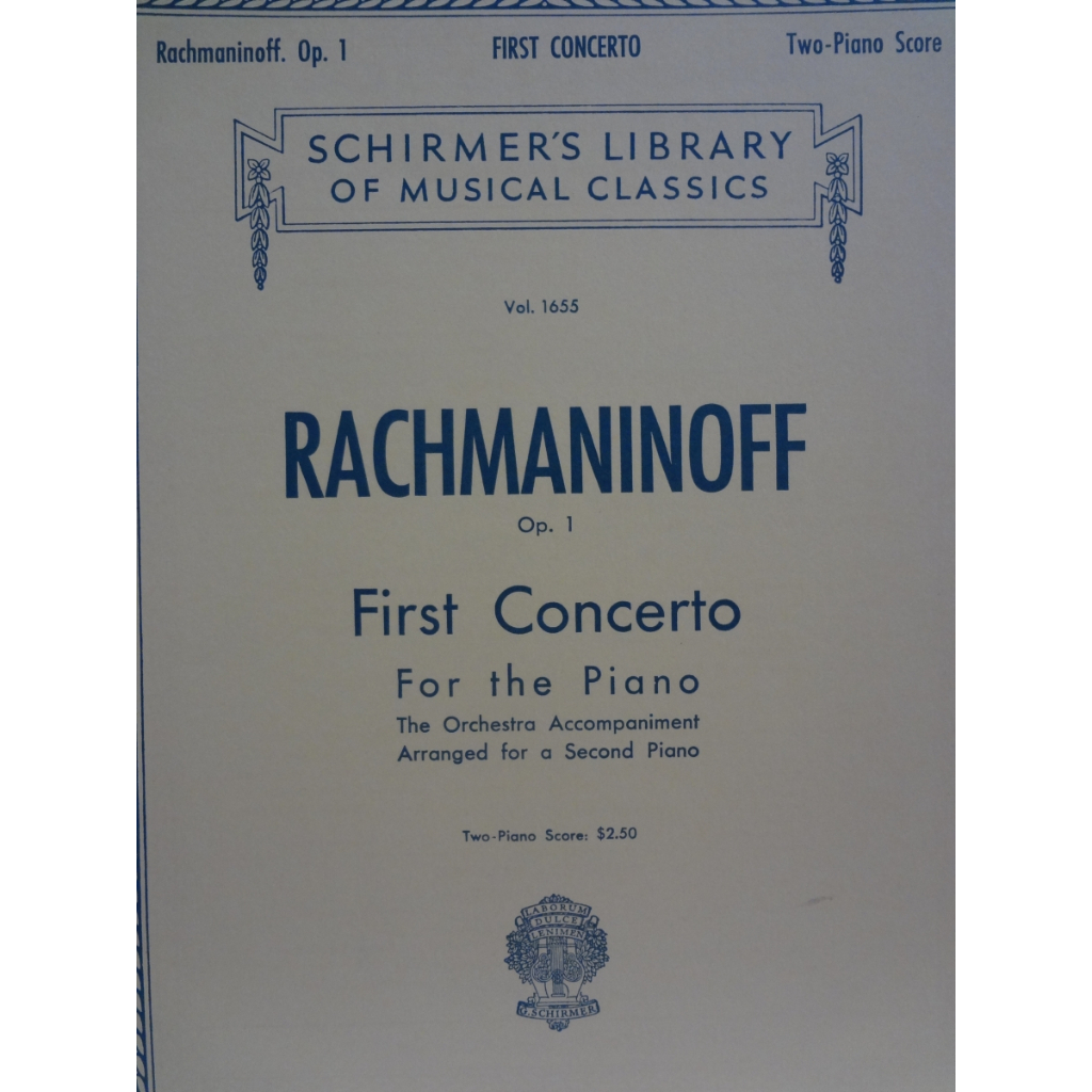 Partitura Piano First Concerto Rachmaninoff Op. 1 The Orchestra Accompaniment Arranged For a Second Piano