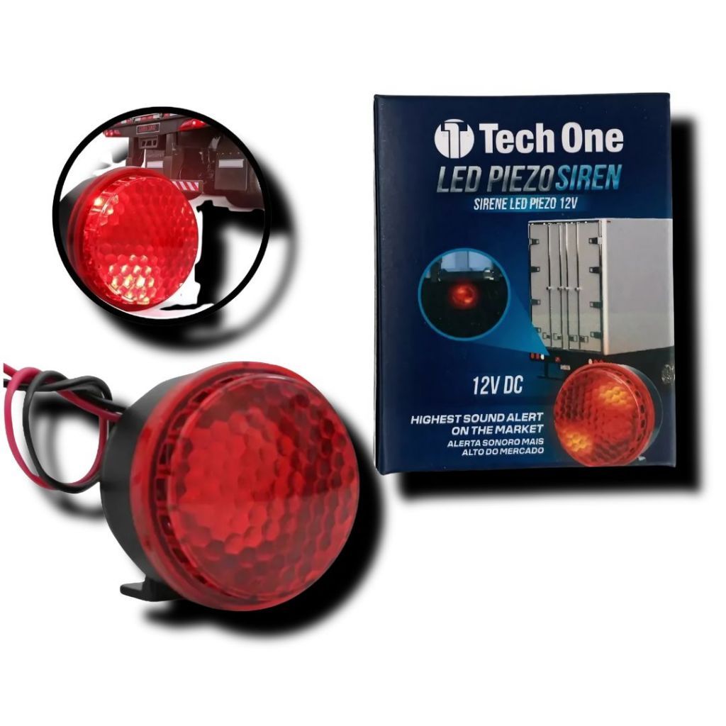 Sirene Sinalizadora De Marcha Ré - 12 e 24v Piezo Tech One Caminhão