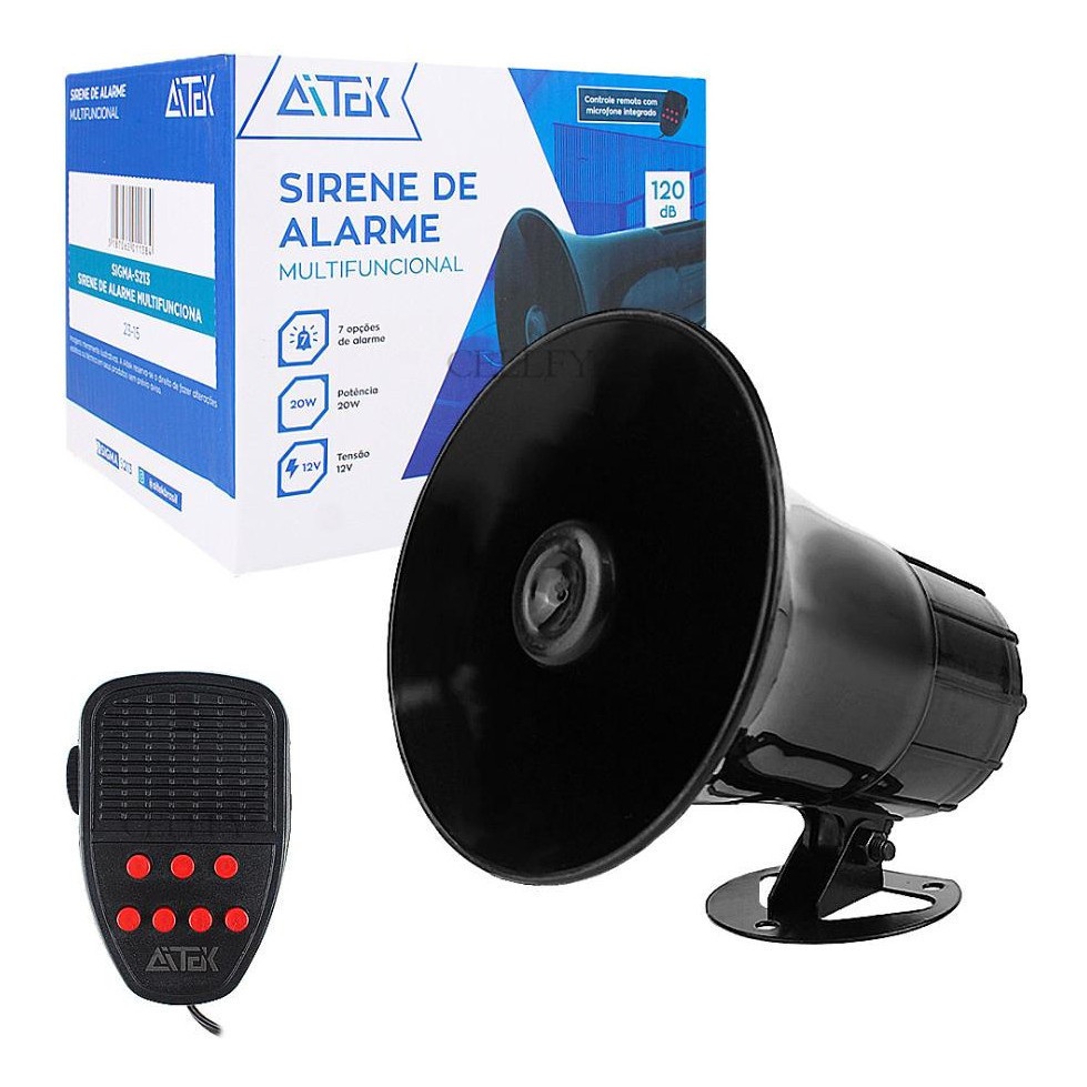 Sirene De Alarme Megafone 7 Tons Carro Moto Escola 120db 12v