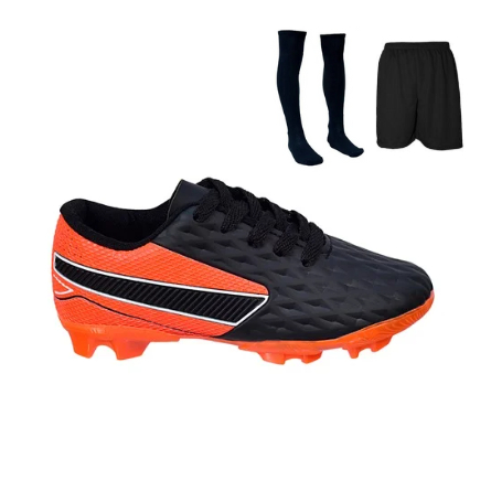 Chuteira Campo Impactor Infantil Alta Tração Uzze + Meião Short